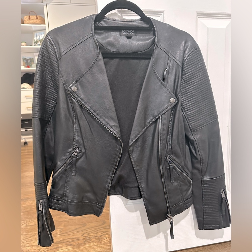 Topshop Faux-Leather Moto Jacket